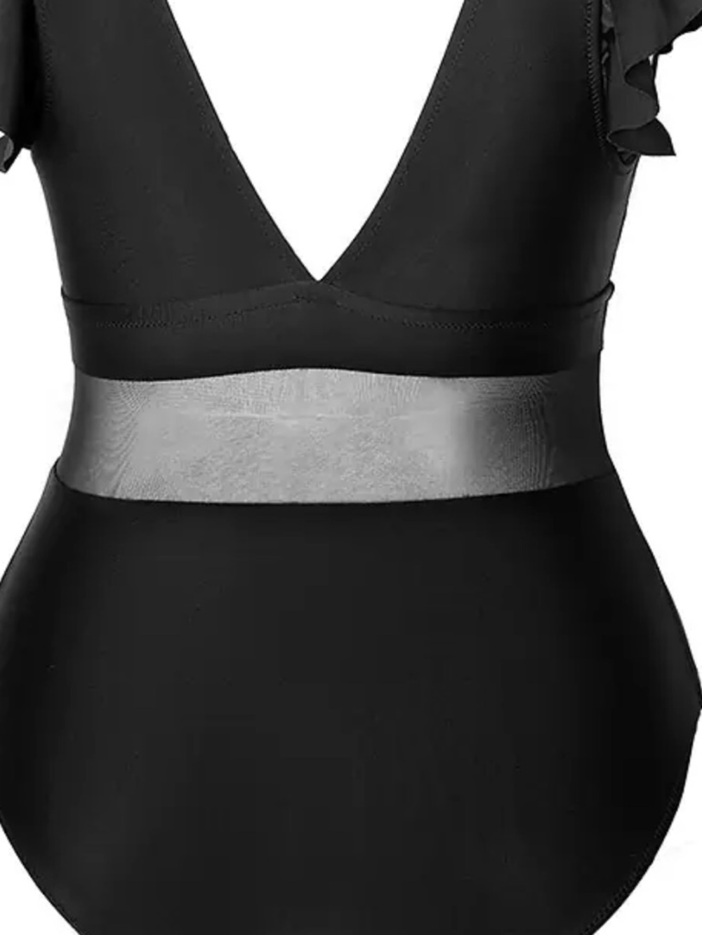 Black Ruffle Strap One-Piece Swimsuit - Picture 3 of 10